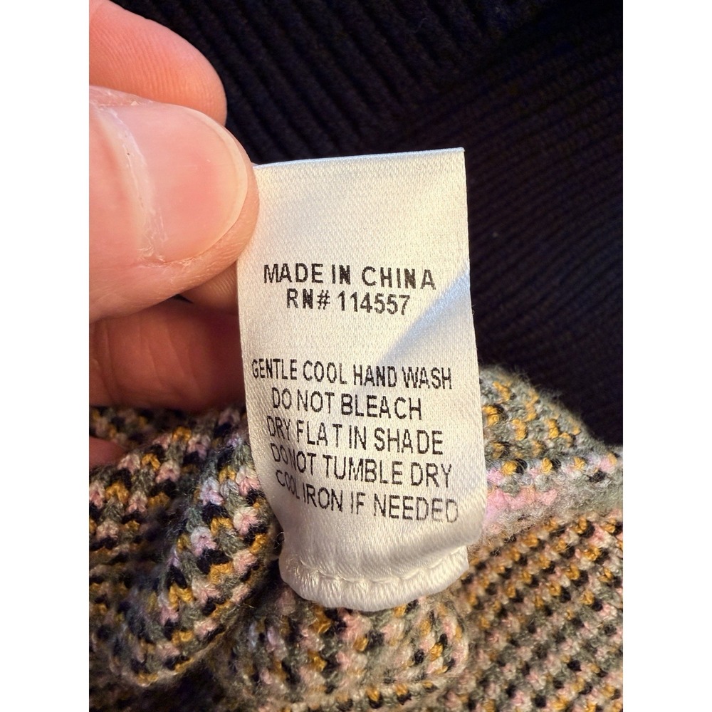 THML Anthropologie Women's Small Ella Short Puff Sleeve Sweater Black Pink Green - Picture 7 of 10